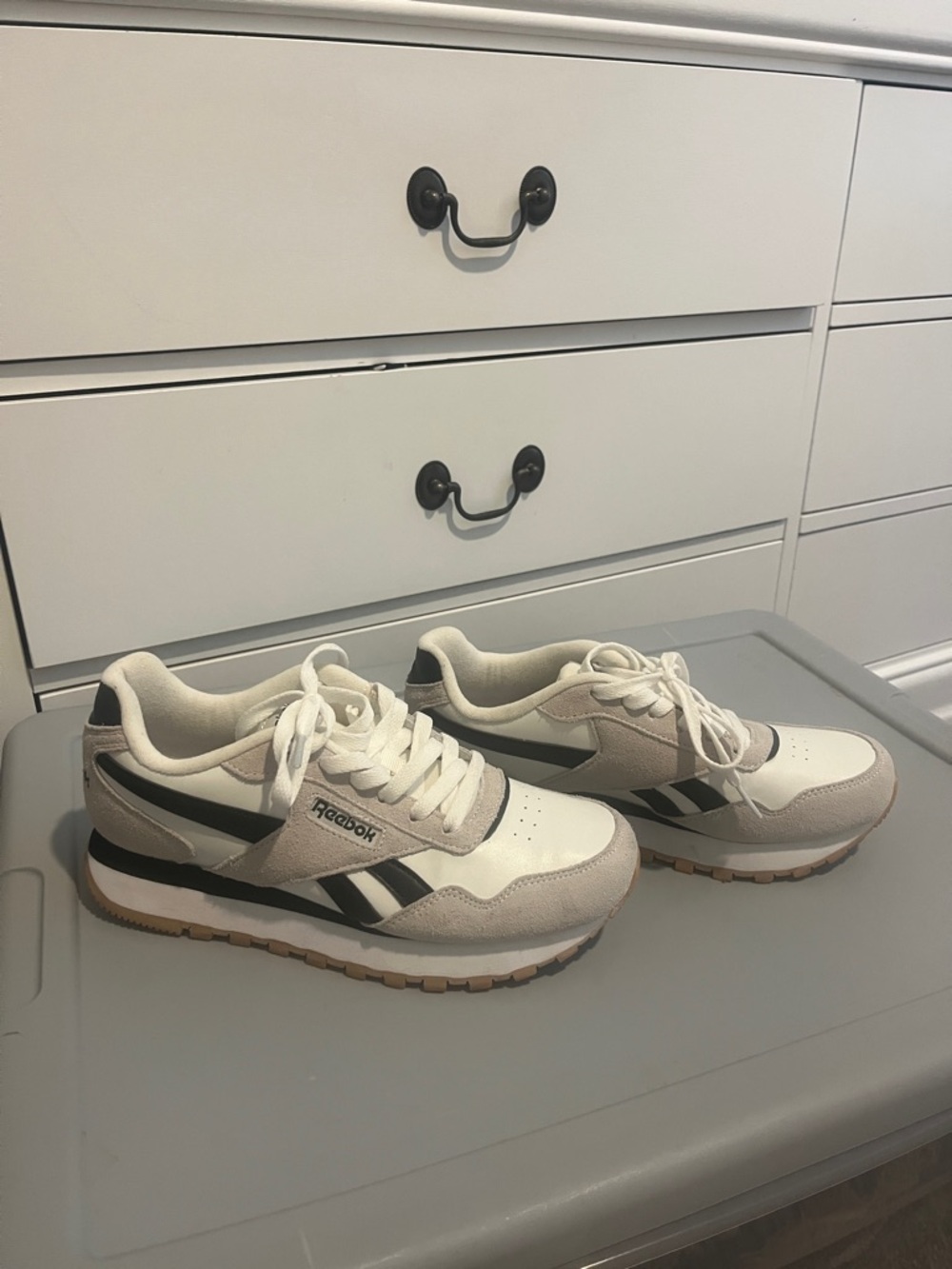 Reebok White, Black & Tan Retro Runner Sneakers